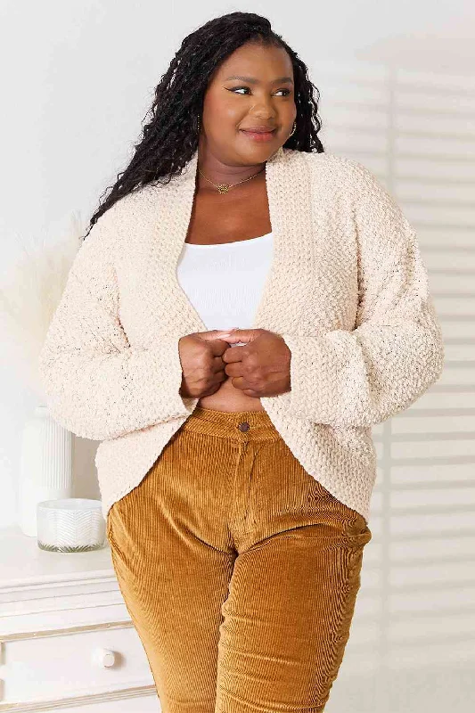 Double Take Open Front Long Sleeve Cardigan Long Cardigan Short Cardigan Medium Cardigan