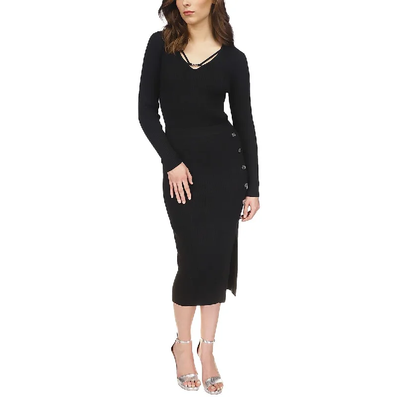 MICHAEL Michael Kors Womens Pleated Button Trim Midi Skirt wrap skirt elegant