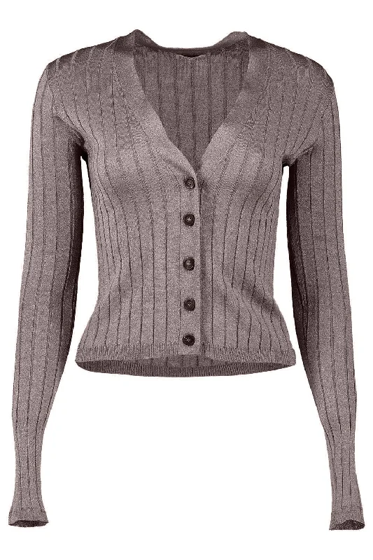 Lurex Wide Ribbed Cardigan Oversized Loose Flowy