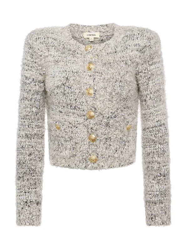 Una Cardigan - Black Gold Ivory Multi Solid Print Embellished