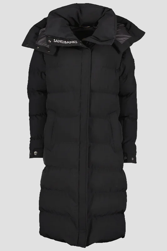 Women's Sandbanks Haven Black Long Puffer Jacket Wool Jacket Cashmere Jacket Tweed Jacket Women's Sandbanks Haven Black Long Puffer Jacket Wool Jacket Cashmere Jacket Tweed Jacket