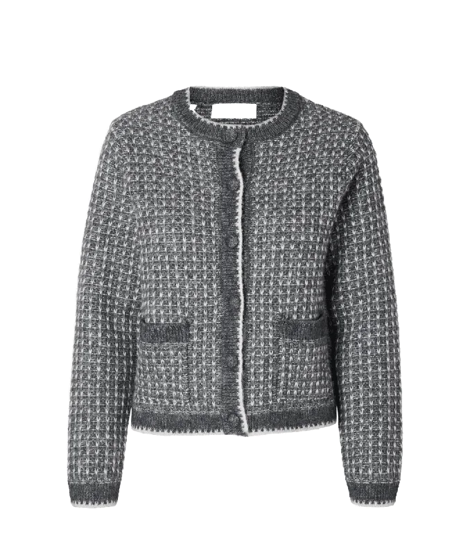 Long Sleeved Knitted Cardigan - Multi Zippered Buttoned Snapped