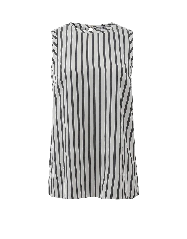 Silk Stripe Tank high neck tank