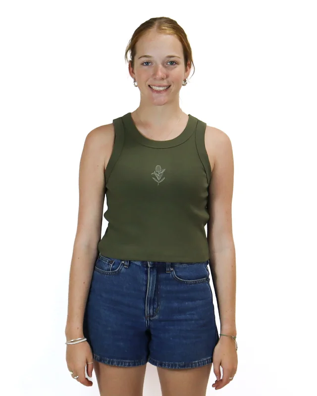 Banksia Organic Rib Crop Tank cherry red tank