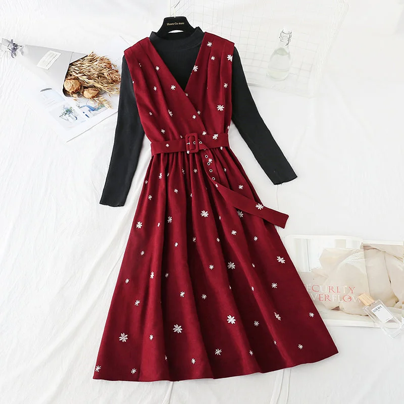 Christmas fashion suit two-piece skirt  4064 casual skirt length