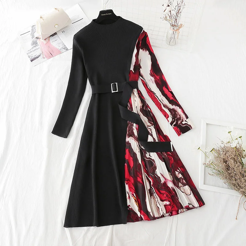 Slim fit with patchwork lace up and bottom skirt inside  4078 wool skirt thick