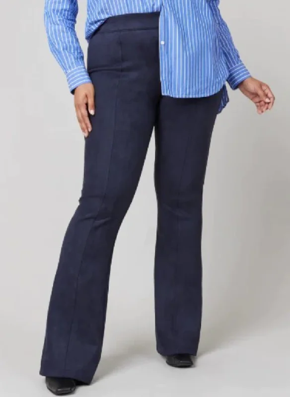 Spanx Faux Suede Flare Pants Navy Soft Stretch Trousers