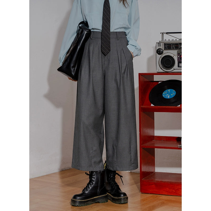 Retro Suit Wide-Leg High Waist Pants Classic Flared Pants