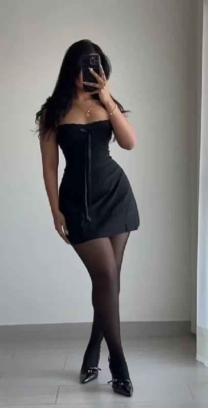 Black Strapless Sheath Mini Party Dress Homecoming Dress, DP3068 Tunics Essential wardrobe