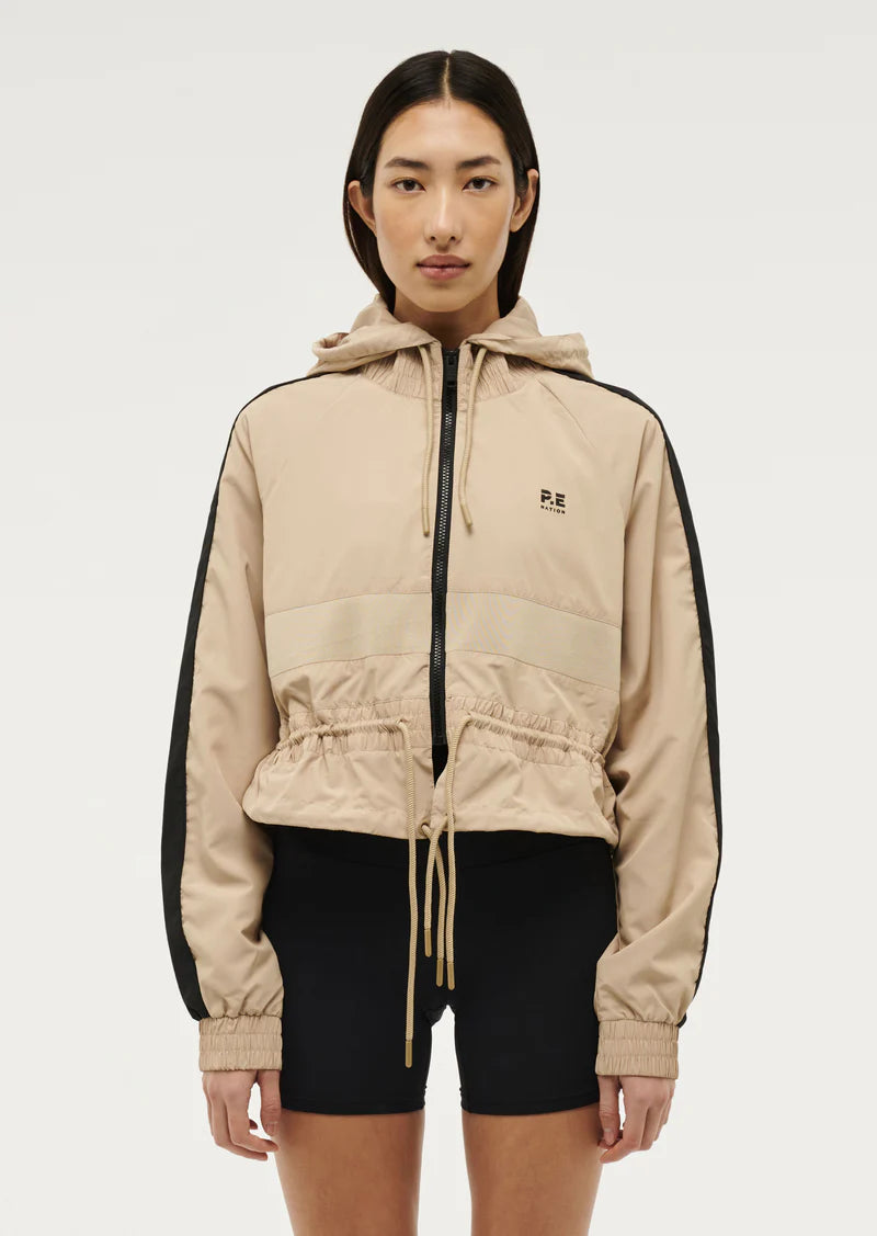 Women's P.E Nation Sesame Beige Cropped Man Down Jacket Jacket Blazer Coat