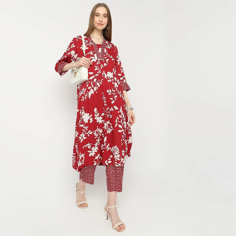 Straight Fit Printed Ankle Length Pants Elegant Trouser Pants