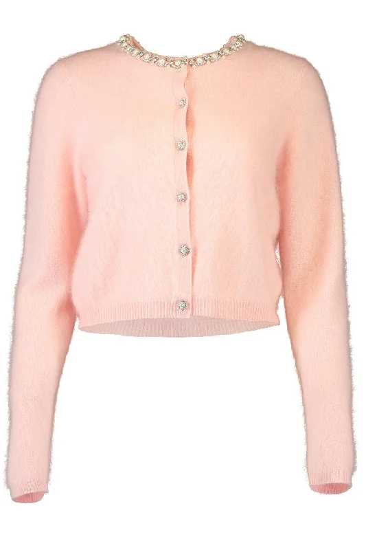 Dollie Cardigan - Blush Chenille Brocade Lace