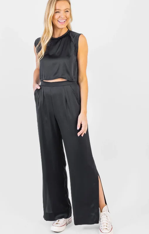Koch Jules Pant Polysatin Black Classic Pleated Pants