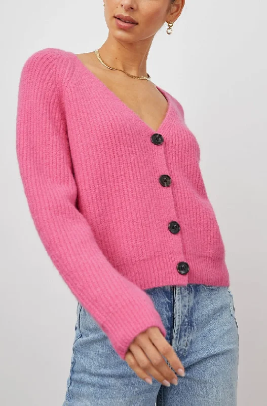 JOSIE CARDIGAN - MALIBU PINK Cotton Fabric Linen Fabric Terry Fabric
