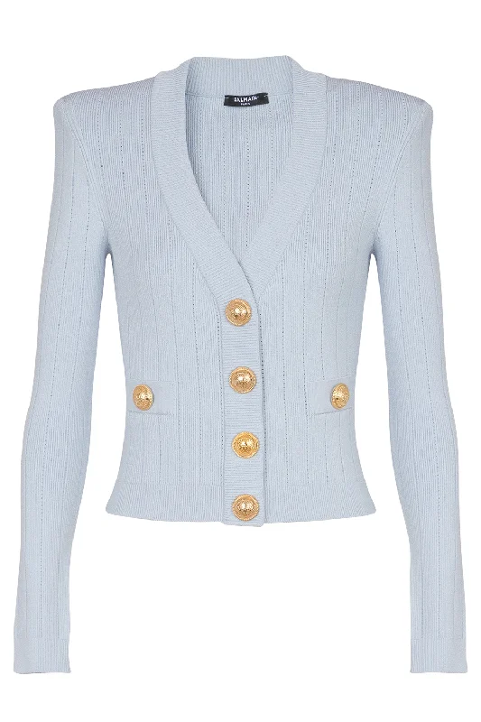 Two Pocket Button Cardigan Terry Terry Cloth Terry Knit