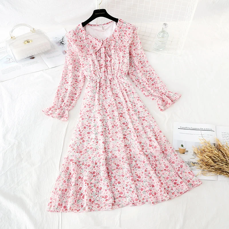 Retro floral Platycodon grandiflorum skirt shows thin waist  3842 wrap skirt elegant
