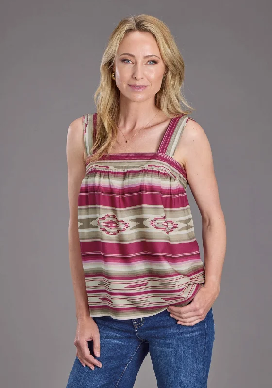 Stetson Womens 2439 Vintage Tapestry Red/Tan 100% Rayon S/L Tank Top glitter tank top