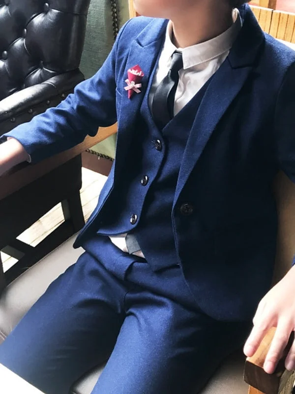 Boys Suit & Blazer Clothing Set 3 Pieces Tank Pants Long Sleeves Wedding Suit Sets modal blend tank