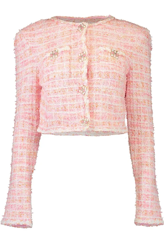 Check Cropped Cardigan Ribbed Striped Patterned