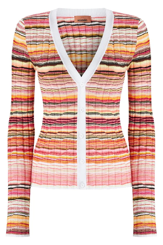 Contrast Ribbed Cardigan Modern Contemporary chic