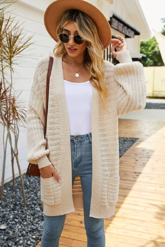 Open Front Dropped Shoulder Cardigan Lightweight Heavyweight Midweight