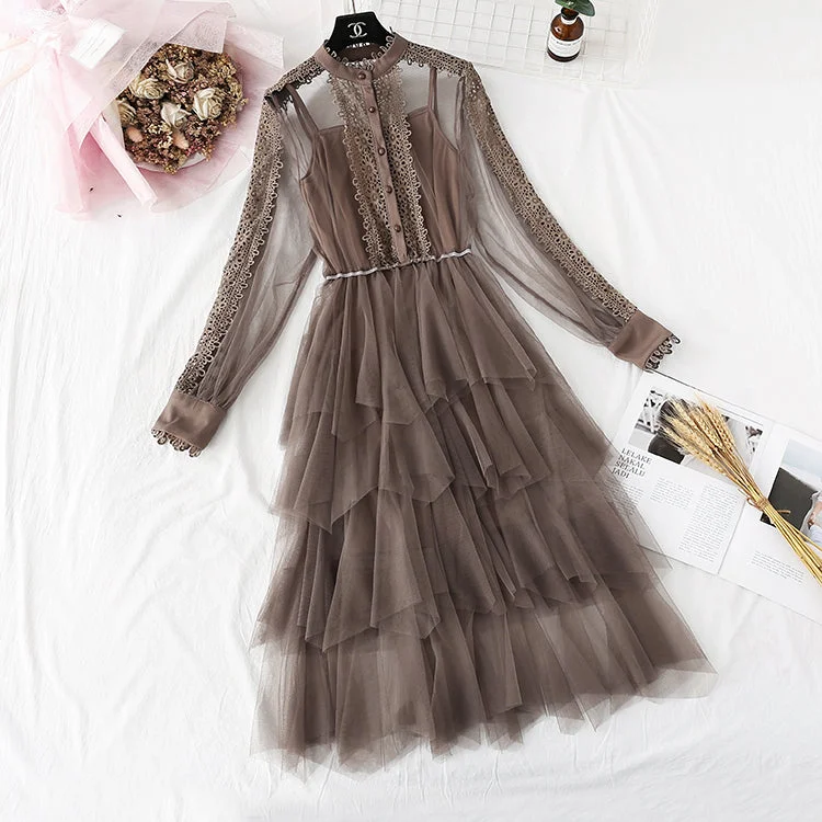 French Vintage Lace cake suspender bottomed Skirt Set  3968 satin skirt smooth