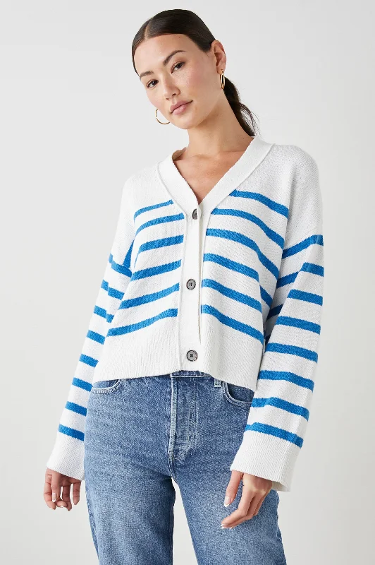 GENEVA CARDIGAN - WHITE AZURE Satin Blend Silk Blend Wool Blend