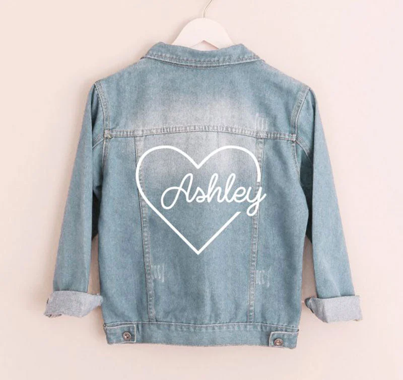 Custom Heart Denim Jacket Denim Jacket Leather Jacket Suede Jacket