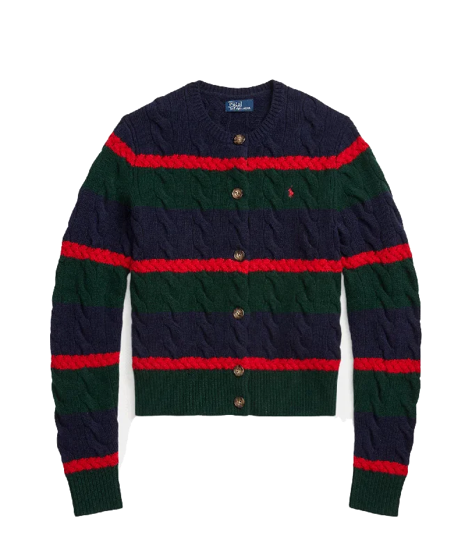 Cable-knit Wool-cashmere Cardigan - Multi Patchwork Embroidered Appliqued