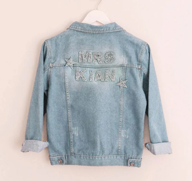 Custom Mrs Sparkle Denim Jacket Bomber Jacket Anorak Windbreaker