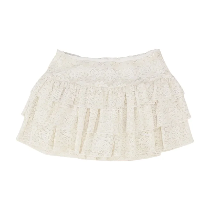 White Solid Mini Skirt wool skirt sturdy