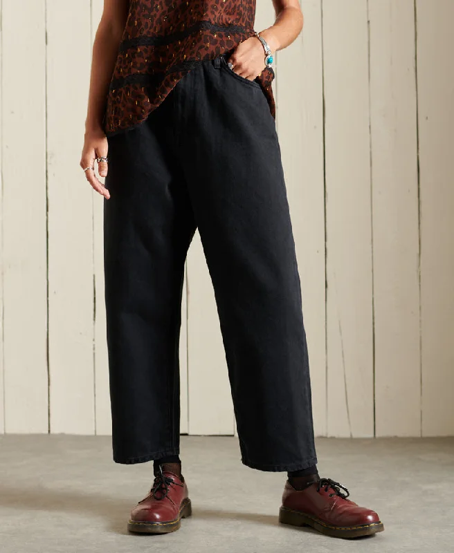 Barrel Pants | Washed Black 30 Trendy Wide-Legged Trousers
