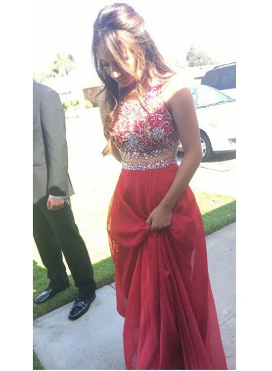 Beautiful Two Piece Beaded Tulle Long Formal Dress, Custom Made Handmade Party Dress Off-the-shoulder Bohemian Festive