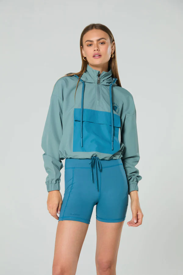 Women's Red Run Activewear Cropped Windbreaker Stormy Sea Jacket Bomber Jacket Anorak Windbreaker