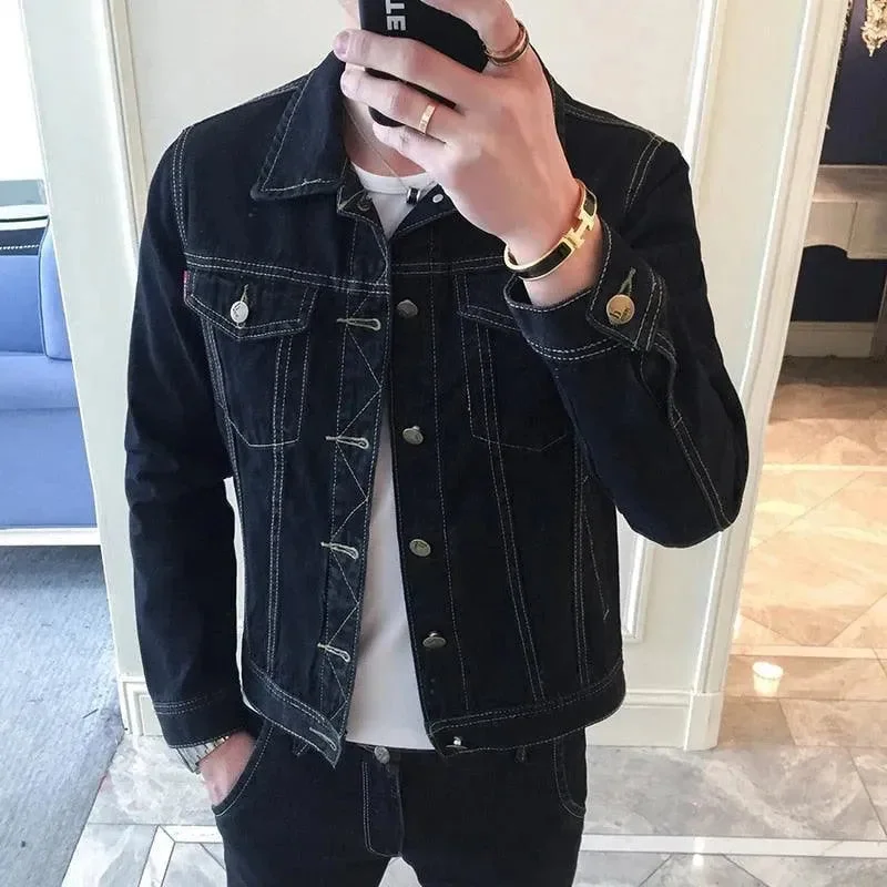 Lapel Denim Jacket Men Denim Jacket Leather Jacket Suede Jacket