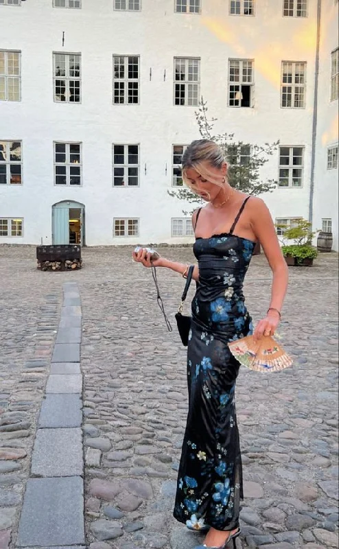 Chic Black Sexy Strapless Sheath Long Party Dress with Slit,DP1879 （The dress is strapless, the black straps in the picture are underwear straps） Tunics Occasion special