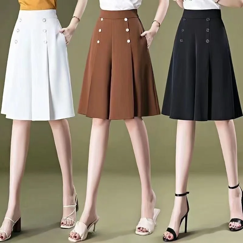 Summer Thin High Waist Slimming Slim Fit Six-point Wide Leg Pants For Women Cozy Fitted Pants