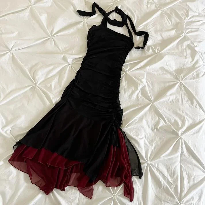 Black Halter Sheath Ruffles Vintage Cocktail Dress Evening Party Dress, DP3136 Tunics Exclusive limited