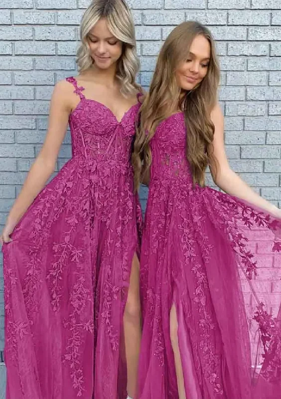 Tulle Lace Appliques Ball Gown Teens Spaghetti Straps Sparkly Prom Dress Long V Neck Formal Evening Party Dresses Tunics Versatile functional