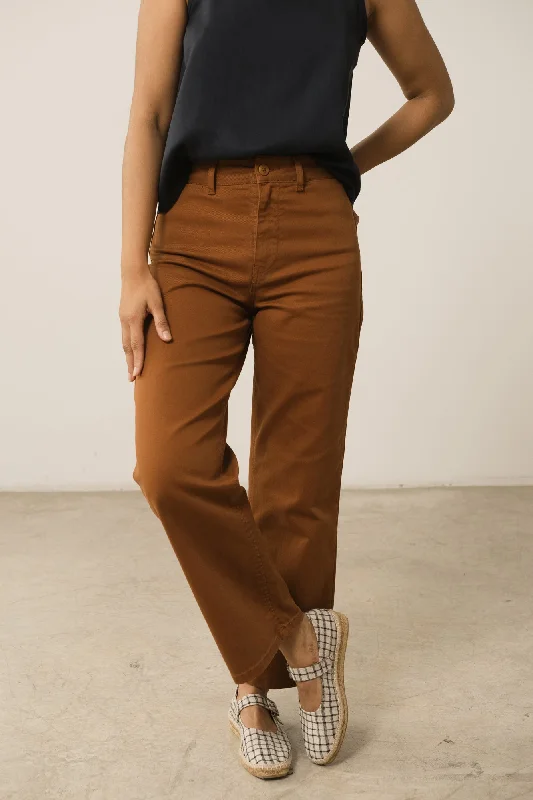 Hani Recycled Cotton Sailor Pants In Terracotta Casual Yoga Pants