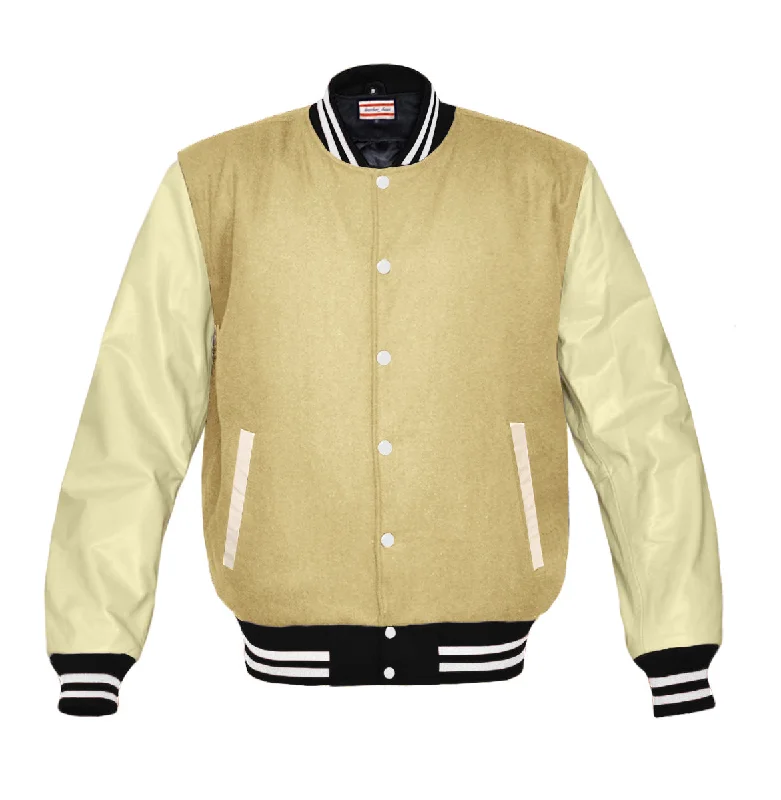 Original American Varsity Real Cream Leather Letterman College Baseball Women Wool Jackets #CRSL-WSTR-WB-BBAND Chenille Jacket Brocade Jacket Lace Jacket