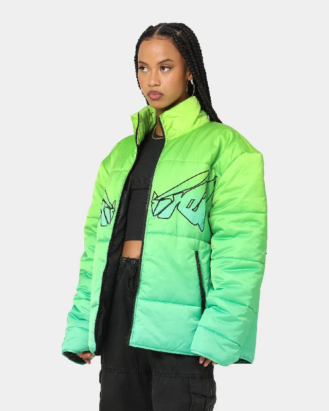 Loiter Cyber Gradient Puffer Jacket Neon Green Embroidered Jacket Appliqued Jacket Beaded Jacket Loiter Cyber Gradient Puffer Jacket Neon Green Embroidered Jacket Appliqued Jacket Beaded Jacket