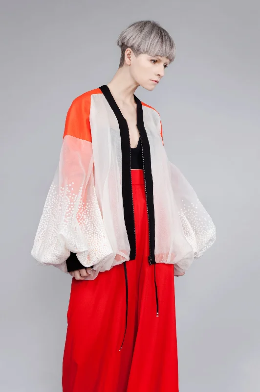 Poly Ball Interactive Embroidery "Spark" Jacket Snapped Jacket Toggled Jacket Drawstring Jacket