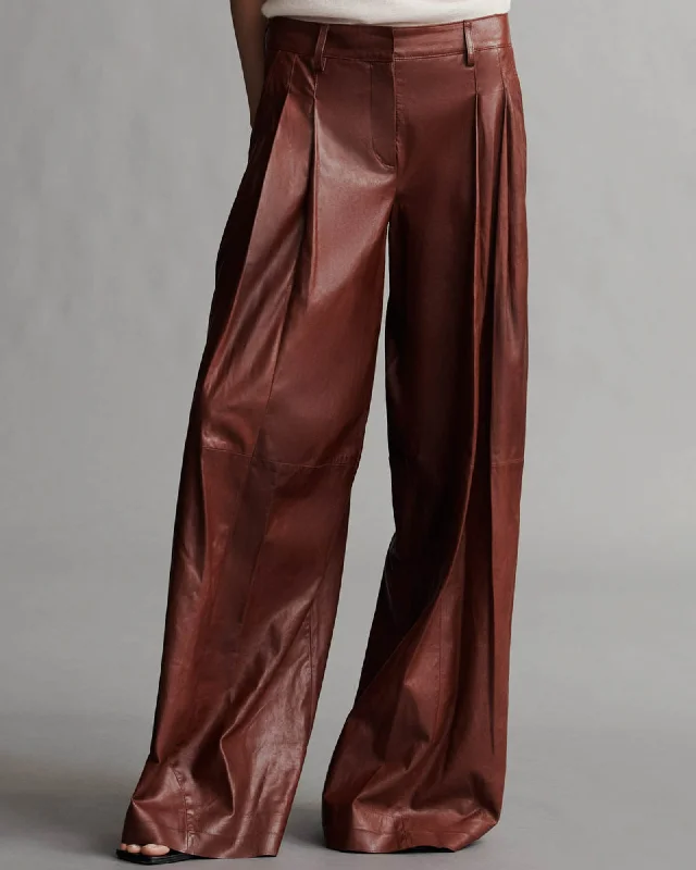 Leather Didi Pants Slim-Fit Khaki Pants