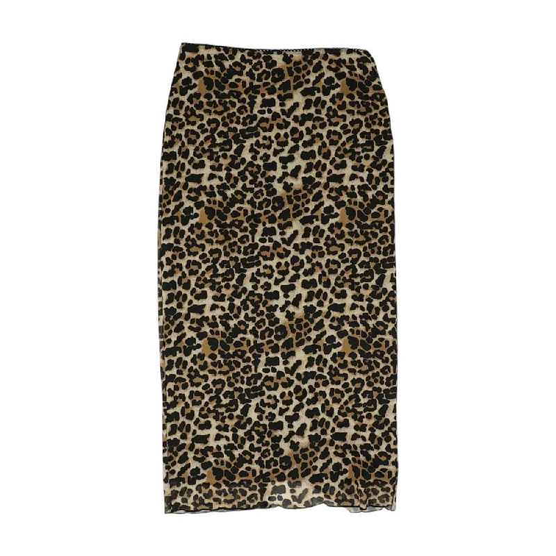 Brown Animal Print Maxi Skirt cashmere skirt fine