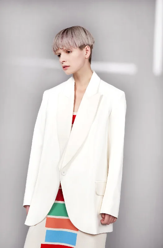 White and Cream "Tria" Formal Jacket Nylon Fabric Polyester Fabric Spandex Fabric