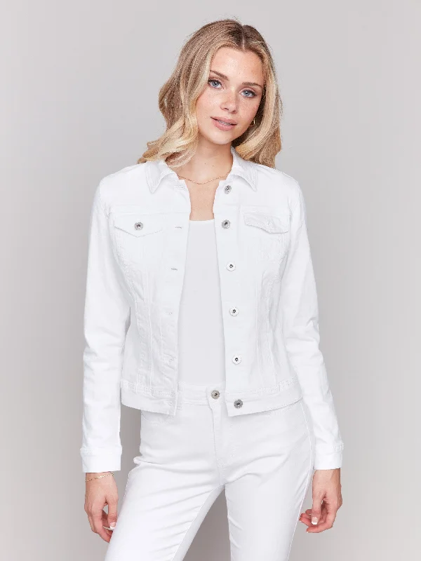 Stretch Denim Jacket - White Trench Coat Raincoat Waterproof Jacket