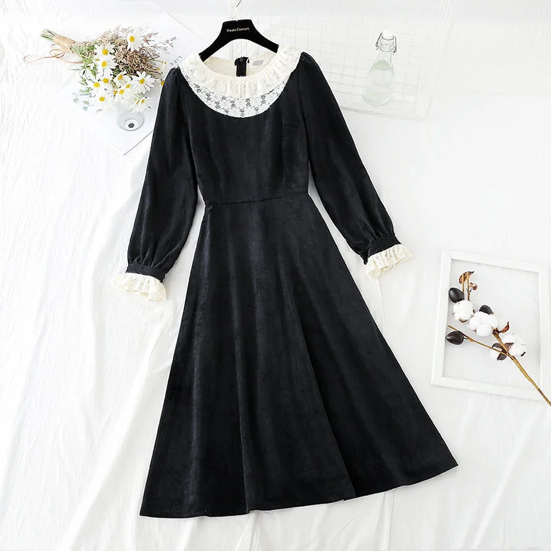 Retro High Waist thin Hepburn style bottomed small black skirt  4052 belted skirt waist