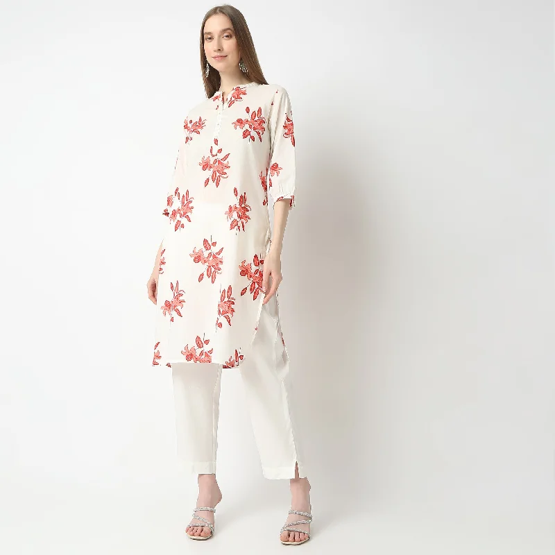 Straight Fit Ankle Length Botanical Bliss Pants Comfortable Cargo Pants