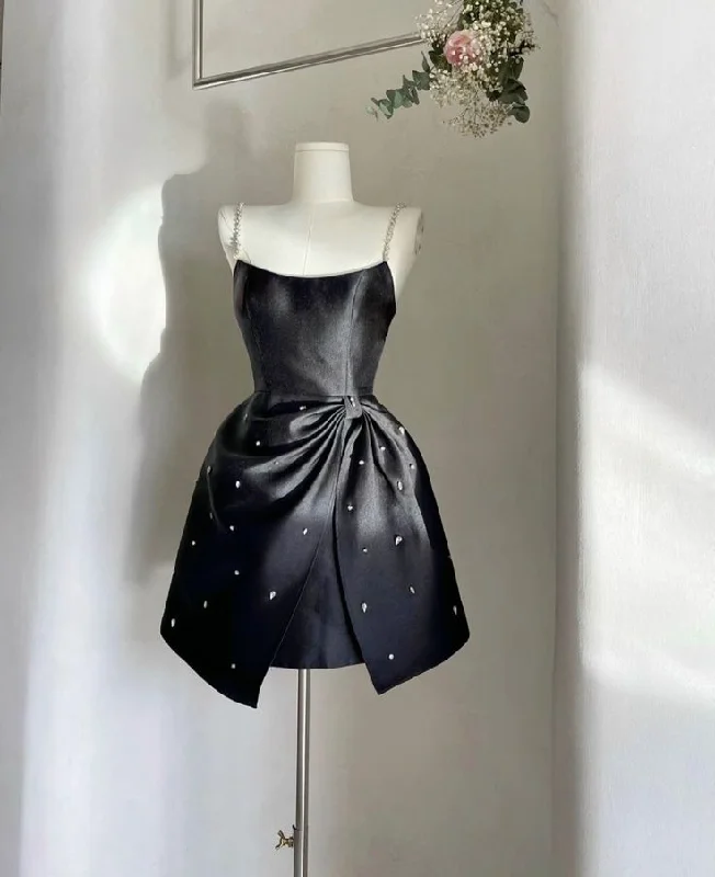 Black Straps Beading Short Party Dress Mini Homecoming Dress, DP3114 Tunics New arrival